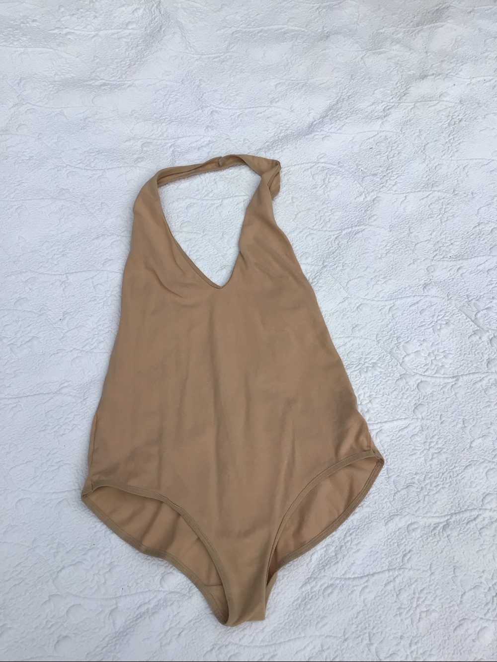 VTG Nude Halter Neck American Apparel Bodysuit L